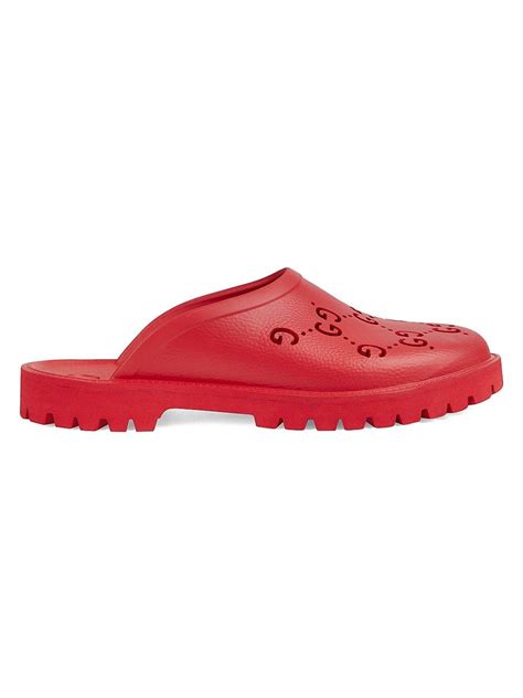 gucci men's elea rubber gg mules|Gucci Elea Rubber Logo Mules in Red for Men .